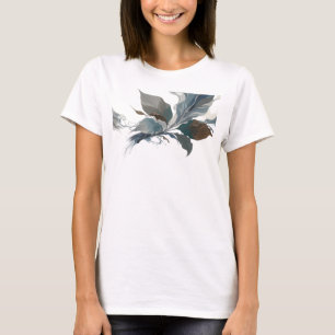 Eleganter silberner abstrakter Blätter-Kunstprint T-Shirt