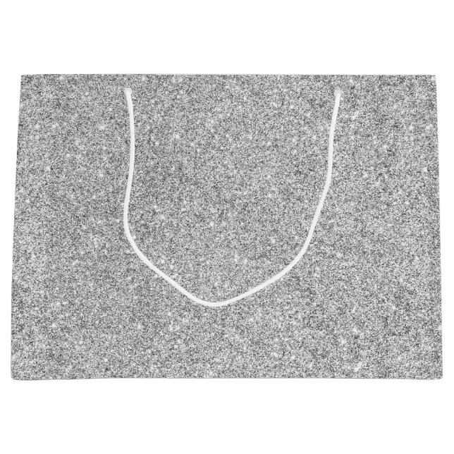 Eleganter silberner Glitzer Große Geschenktüte (Vorderseite)