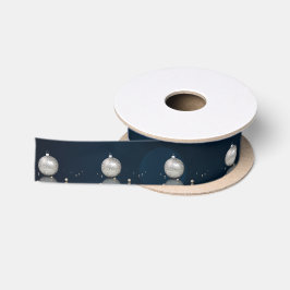 Eleganter Silberner Glitzer Ornament - Band Satinband