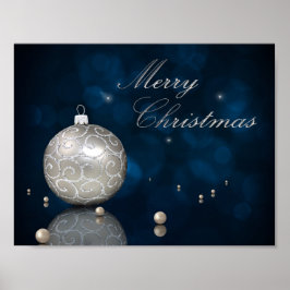 Eleganter Silberner Glitzer Ornament - Poster