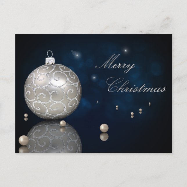 Eleganter Silberner Glitzer Ornament - Postkarte (Vorderseite)