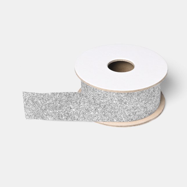 Eleganter silberner Glitzer Ripsband (Spule)