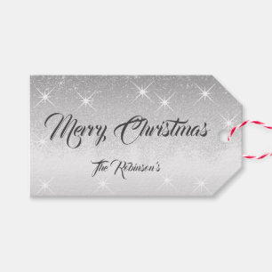 Eleganter Silberner Glitzer Sterne Individuelle Na Geschenkanhänger