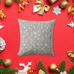 Eleganter Silberner Glitzer Sterne Schneeflocken Kissen