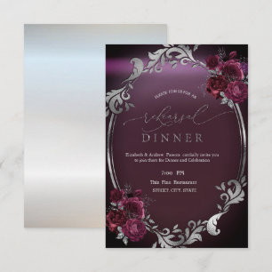 Eleganter silberner Rahmen burgunderrote Rosen Pro Einladung