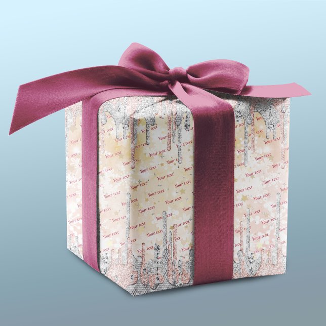 Eleganter silberner Rose tropfender Glitzer Geschenkpapier (Von Creator hochgeladen)