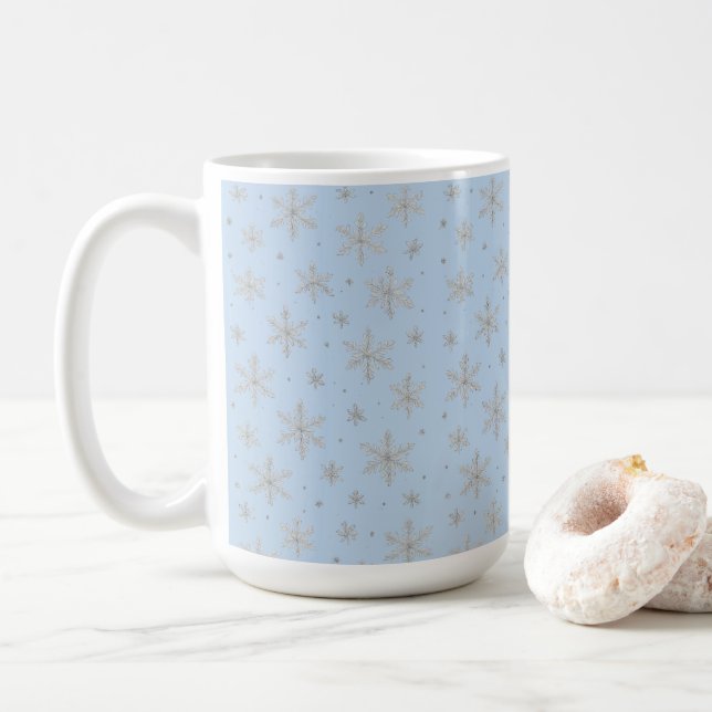 Eleganter silberner Schneestern | Winterfeiertag  Kaffeetasse (Mit Donut)