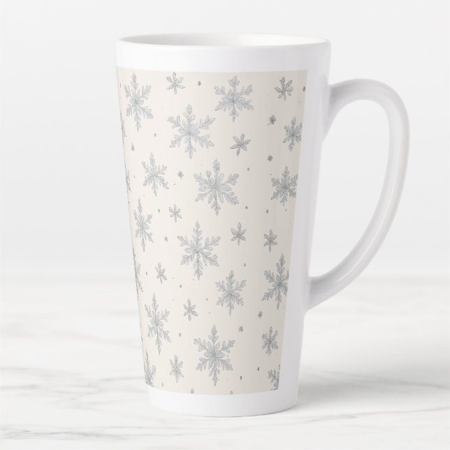 Eleganter silberner Schneestern | Winterfeiertag  Milchtasse (Rechts)