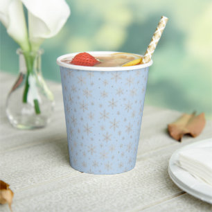 Eleganter silberner Schneestern Winterfeiertag Pappbecher