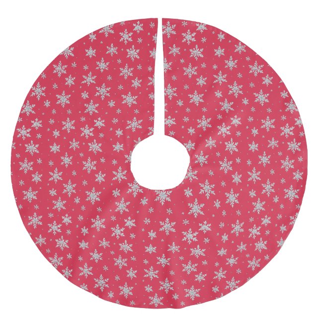 Eleganter silberner Schneestern | Winterfeiertage  Polyester Weihnachtsbaumdecke (Vorderseite)