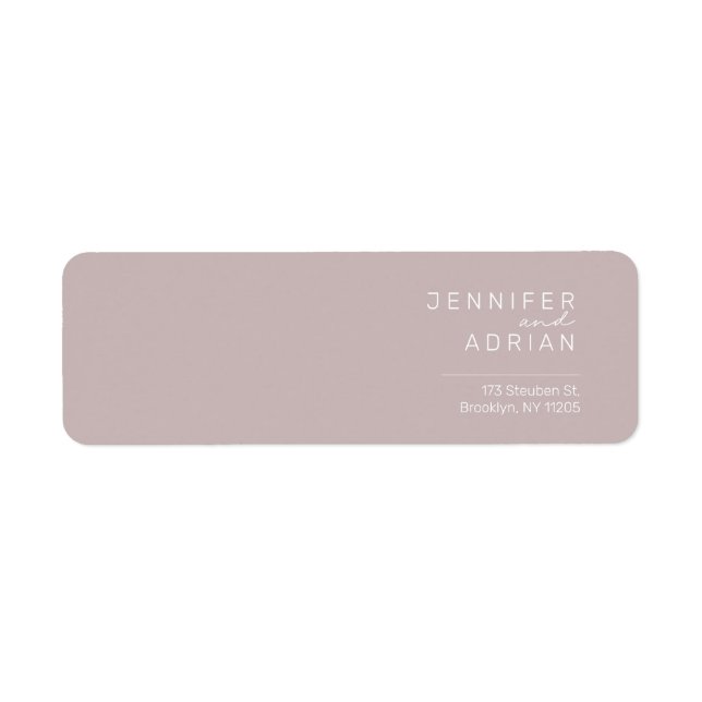 Eleganter Silberrosa Minimal Moderne Rücksendeadre (Vorne)