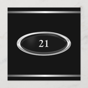 Eleganter Silberstreifen am 21. Geburtstag Einladung