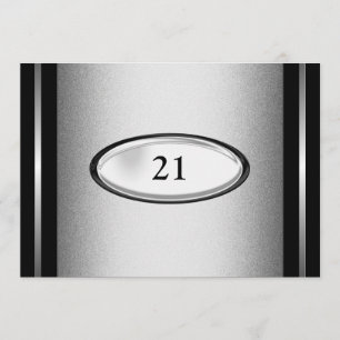 Eleganter Silberstreifen am 21. Geburtstag Einladung