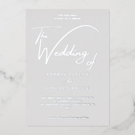 Eleganter Silberstreifen, grau Geblüht Hochzeit Folieneinladung