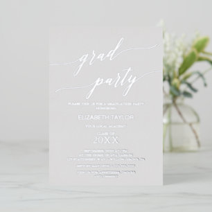 Eleganter Silberstreifen   Gray Graduation Party Folieneinladung