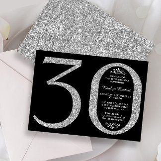 Eleganter Silbertypografie 30. Geburtstag Einladung