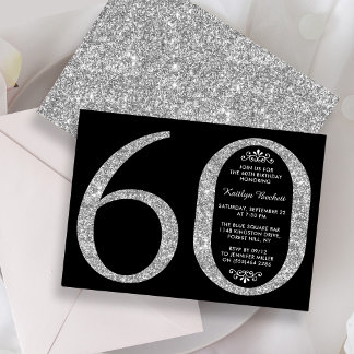 Eleganter Silbertypografie 60. Geburtstag Einladung