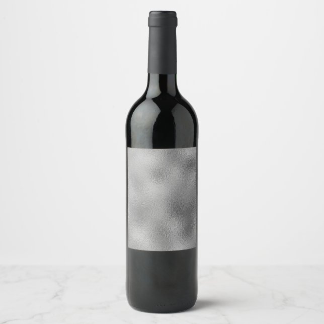 Eleganter Silver Blank Template Hinzufügen Weinetikett (Vorderseite)
