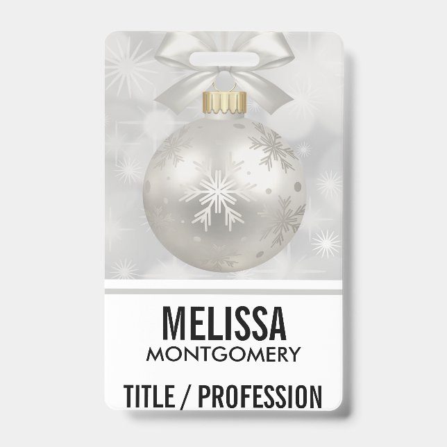 Eleganter Silver Christmas Ball auf Bokeh Lights Ausweis (Front)