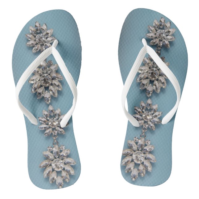 Eleganter Silver Floral Juwelier Flip Flops (Fußbett)