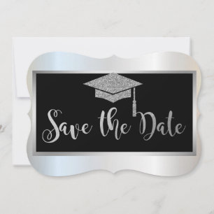 Eleganter Silver Glitzer Abschluss Save the Date
