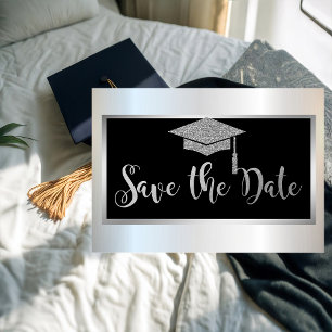 Eleganter Silver Glitzer Abschluss Save the Date