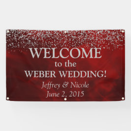 Eleganter Silver Glitzer auf Red Wedding Banner
