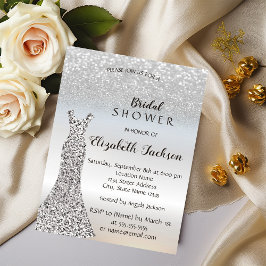 Eleganter Silver Glitzer Bokeh , Dress Brautparty Einladung