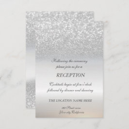 Eleganter Silver Glitzer Bokeh Hochzeitsempfang Einladung