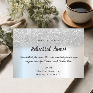 Eleganter Silver Glitzer Bokeh Probe Abendessen Einladung