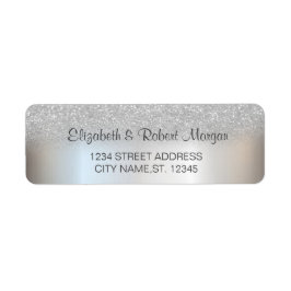 Eleganter Silver Glitzer Bokeh Wedding Label