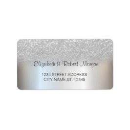 Eleganter Silver Glitzer Bokeh Wedding Label Adressaufkleber