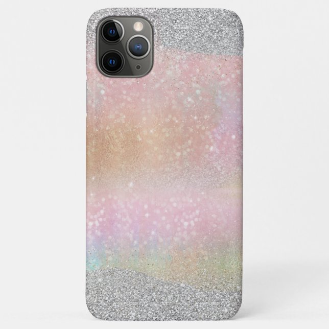 Eleganter Silver Glitzer Gold Regenbogen Abstrakte Case-Mate iPhone Hülle (Rückseite)