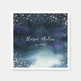 Eleganter Silver Glitzer Hochzeit Serviette