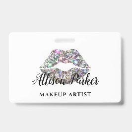 Eleganter Silver Glitzer Lips Makeup Artist Ausweis