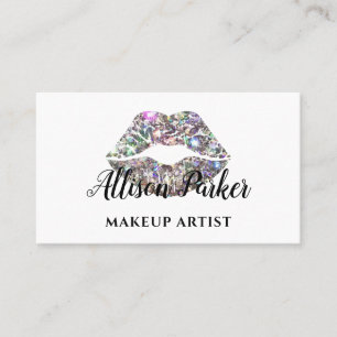 Eleganter Silver Glitzer Lips Makeup Artist Visitenkarte