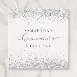 Eleganter Silver Glitzer Name Quinceañera Vielen D Geschenkanhänger