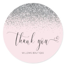 Eleganter Silver Glitzer Pink Danke