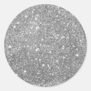 Eleganter Silver Glitzer  Runder Aufkleber