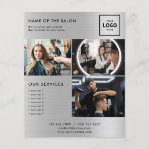 Eleganter Silver Glitzer Salon Flyer