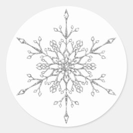 Eleganter Silver Glitzer Snowflake Weihnachten Runder Aufkleber