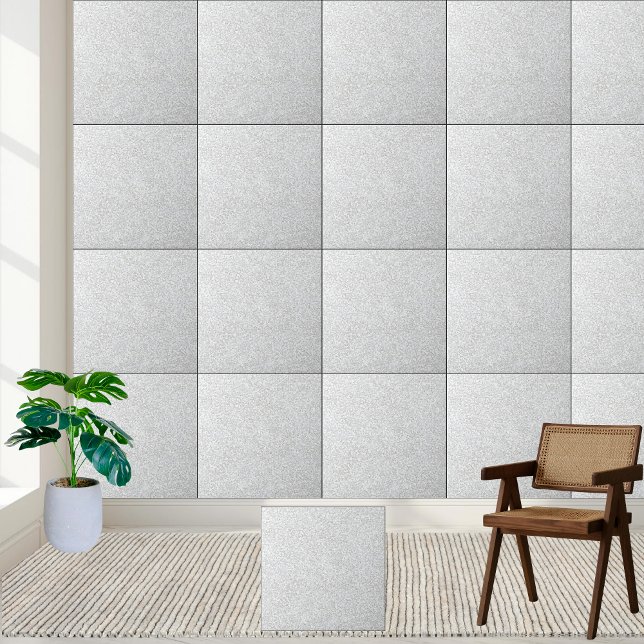Eleganter Silver Glitzer Sparkle Keramik Tile Fliese (Elegant Silver Glitter Sparkle Ceramic Tile)
