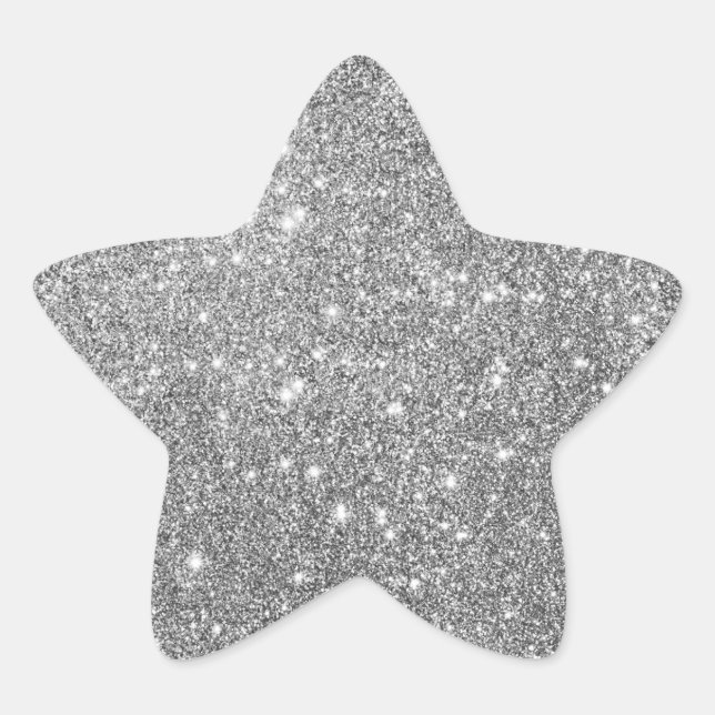 Eleganter Silver Glitzer Star Sticker (Vorderseite)