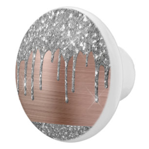 Eleganter Silver Glitzer Tropfen Rose Gold Metal Keramikknauf