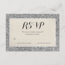 Eleganter Silver Glitzer Wedding RSVP Card Karte
