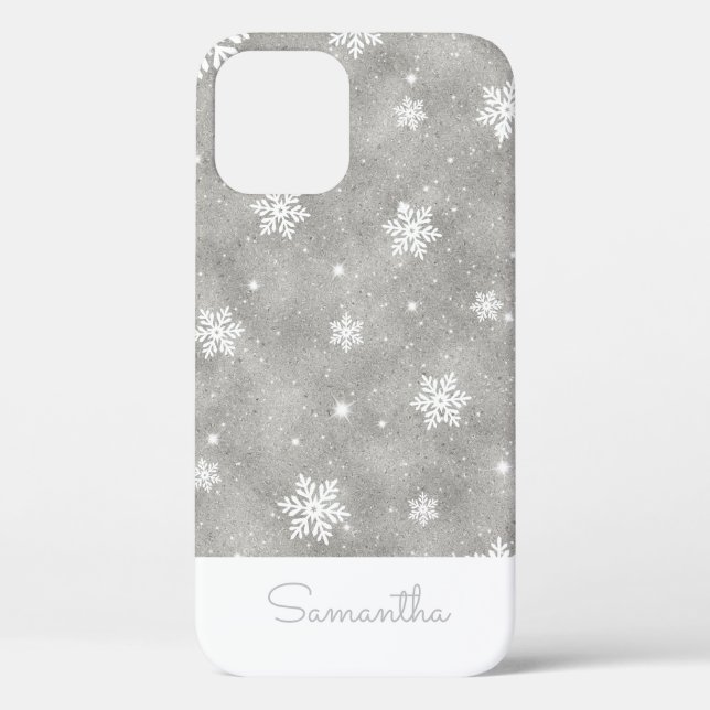 Eleganter Silver Glitzer Weihnachten Snowflake Mus Case-Mate iPhone Hülle (Rückseite)