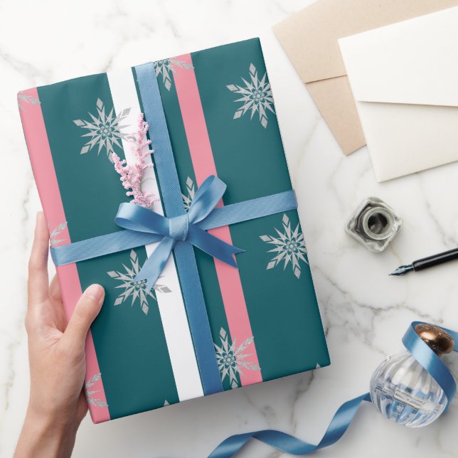 Eleganter Silver Glitzer Weihnachten Snowflake Mus Geschenkpapier (Schenken)