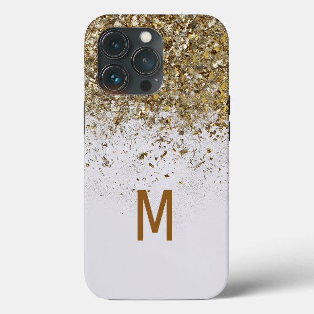 Eleganter Silver Gold Glitzer Custom mit Monogramm Case-Mate iPhone Hülle (Rückseite)