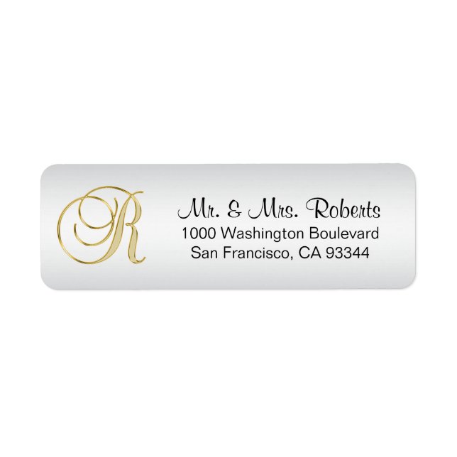 Eleganter Silver Gold Monogram Letter R Return (Vorne)