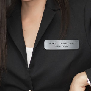 Eleganter Silver Metallic Style Business Mitarbeit Namensschild